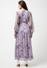 Buffalo David Bitton Cut Out & Tiered Marceline Dress - WD0531P Color PURPLE FLORAL