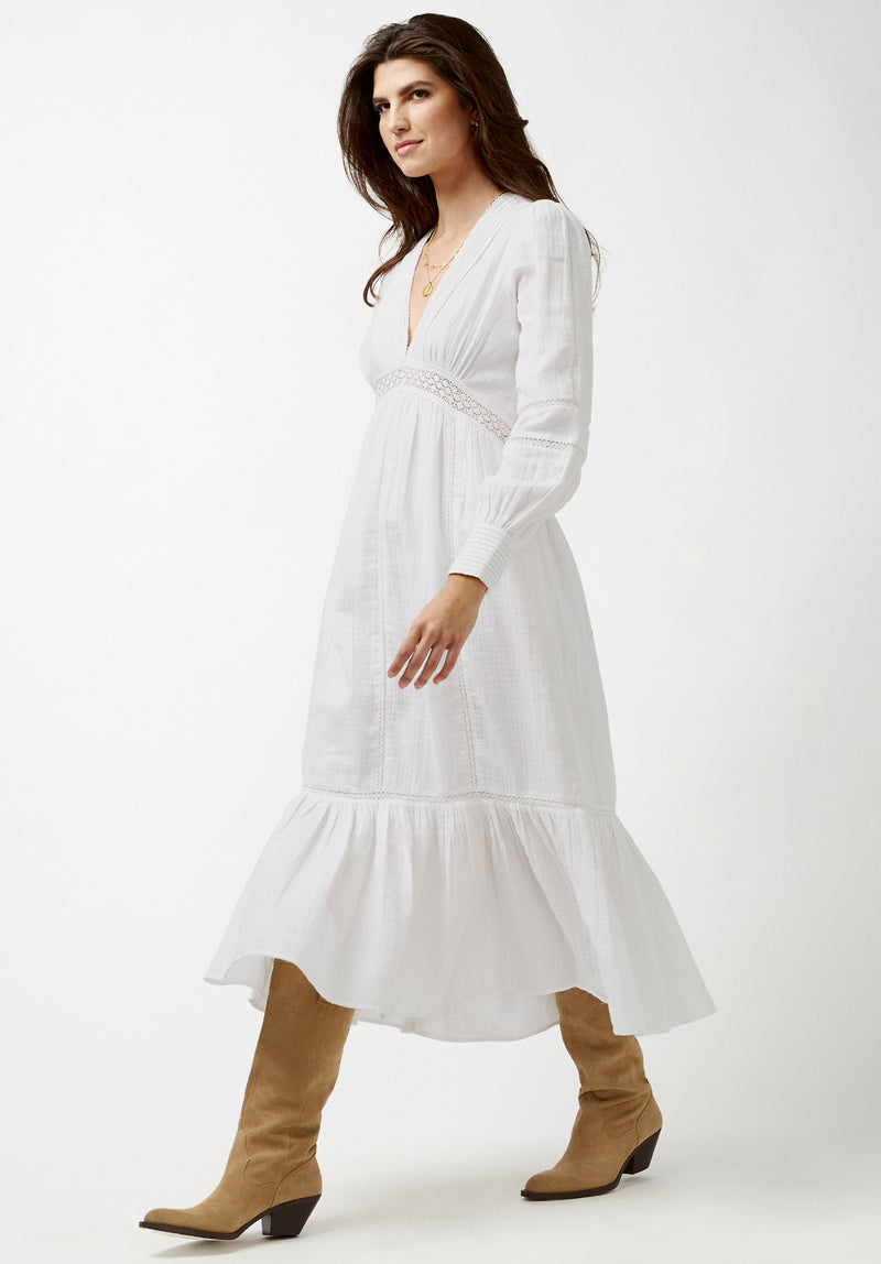 Buffalo David Bitton Bergen Peasant Dress  - WD0672P Color WHITE