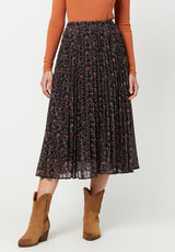 Buffalo David Bitton Pleated Tea Length Roux Skirt - WS0532F Color VICTORIANFLORAL